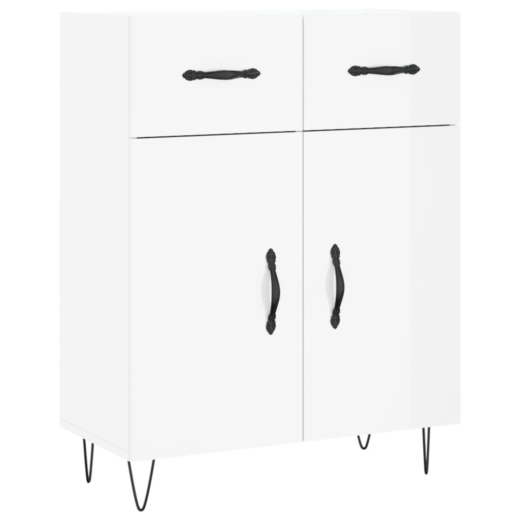 Highboard Hochglanz-Weiß 69,5x34x180 cm Holzwerkstoff