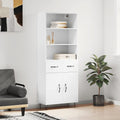 Highboard Hochglanz-Weiß 69,5x34x180 cm Holzwerkstoff
