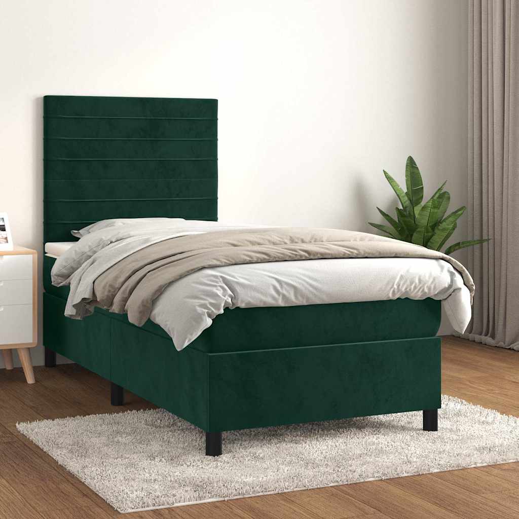 Boxspringbett mit Matratze Dunkelgrün 80x200 cm Samt