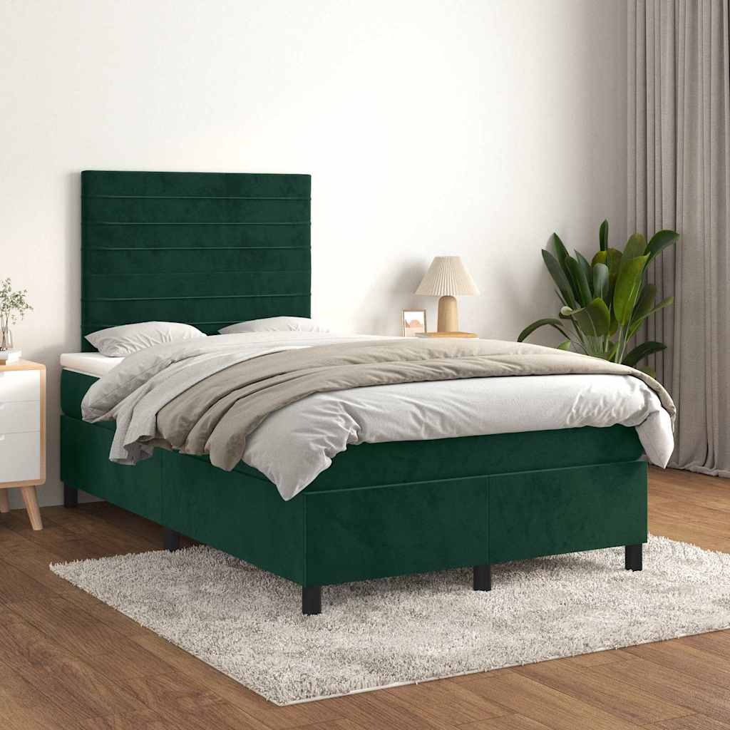 Boxspringbett mit Matratze Dunkelgrün 120x200 cm Samt
