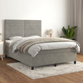 Boxspringbett mit Matratze Hellgrau 140x190 cm Samt