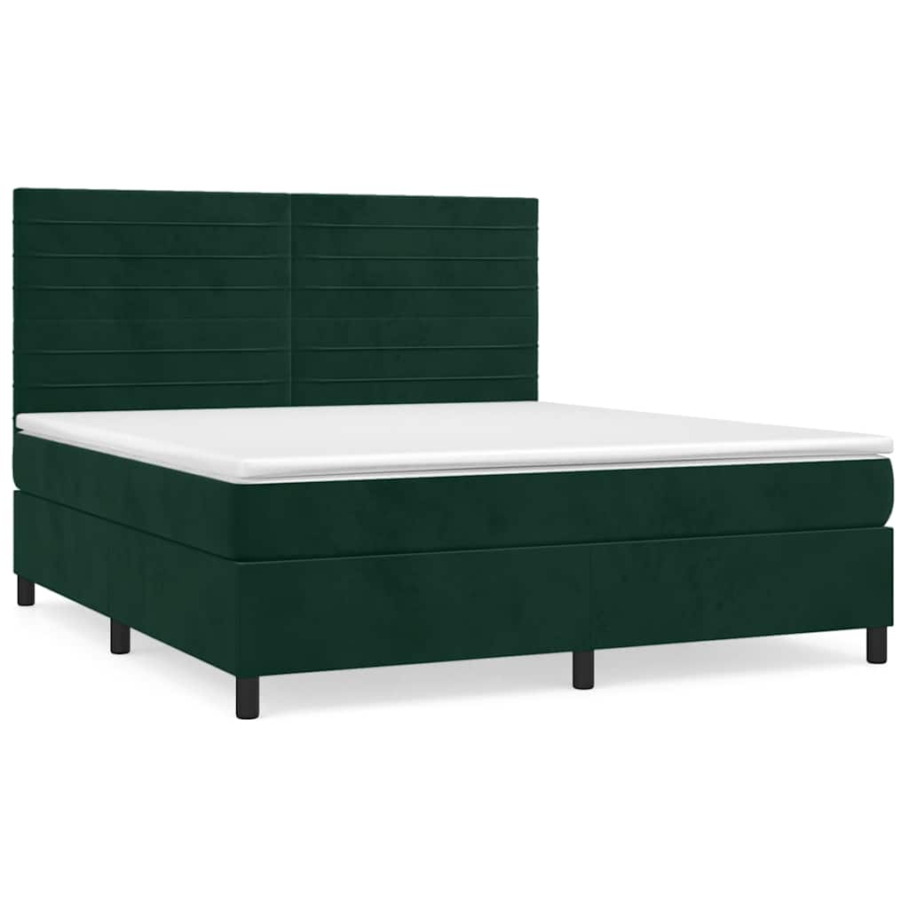 Boxspringbett mit Matratze Dunkelgrün 160x200 cm Samt