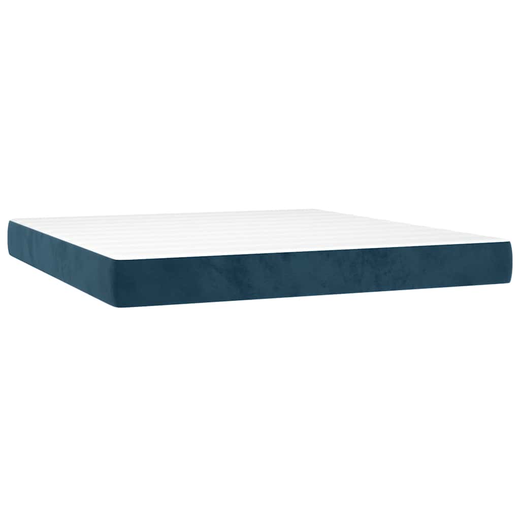 Boxspringbett mit Matratze Dunkelblau 160x200 cm Samt