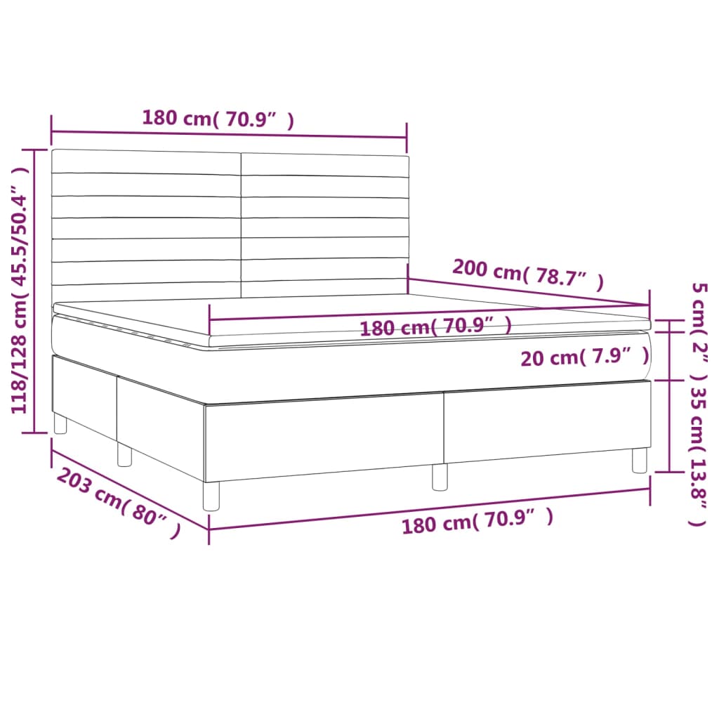 Boxspringbett mit Matratze Dunkelgrau 180x200 cm Samt