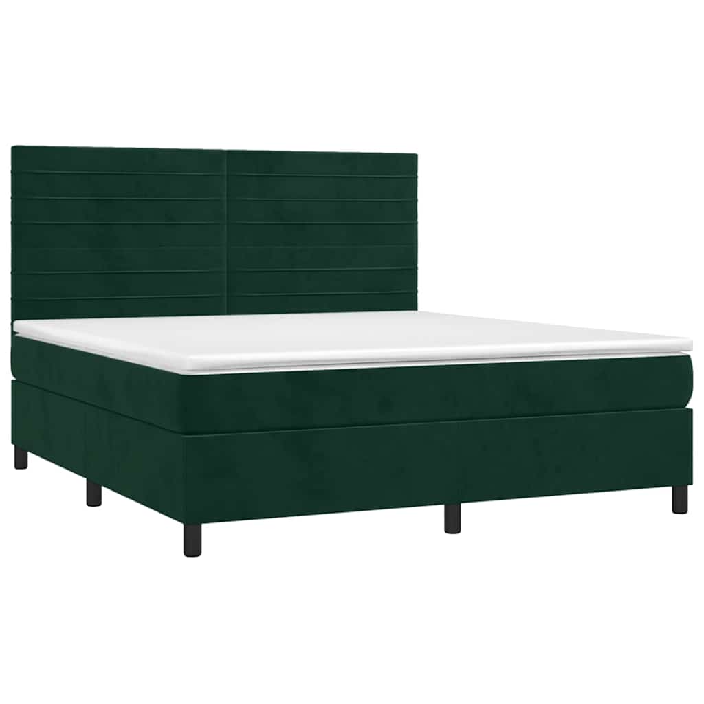 Boxspringbett mit Matratze Dunkelgrün 180x200 cm Samt
