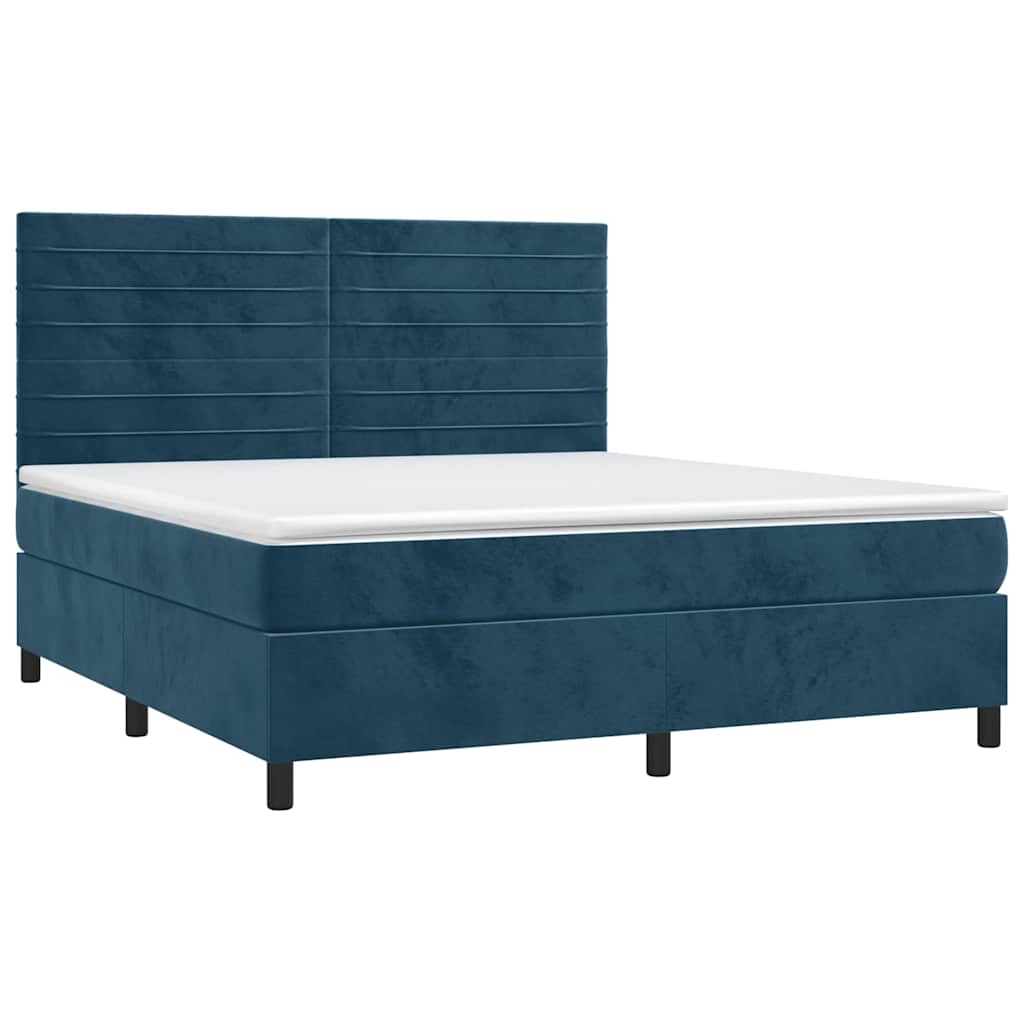Boxspringbett mit Matratze Dunkelblau 180x200 cm Samt