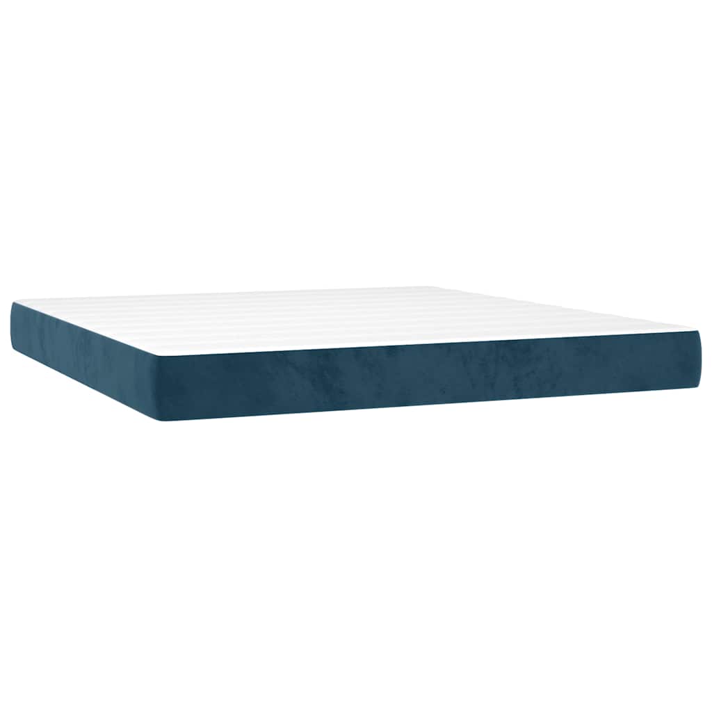 Boxspringbett mit Matratze Dunkelblau 180x200 cm Samt