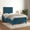 Boxspringbett mit Matratze Dunkelblau 120x200 cm Samt