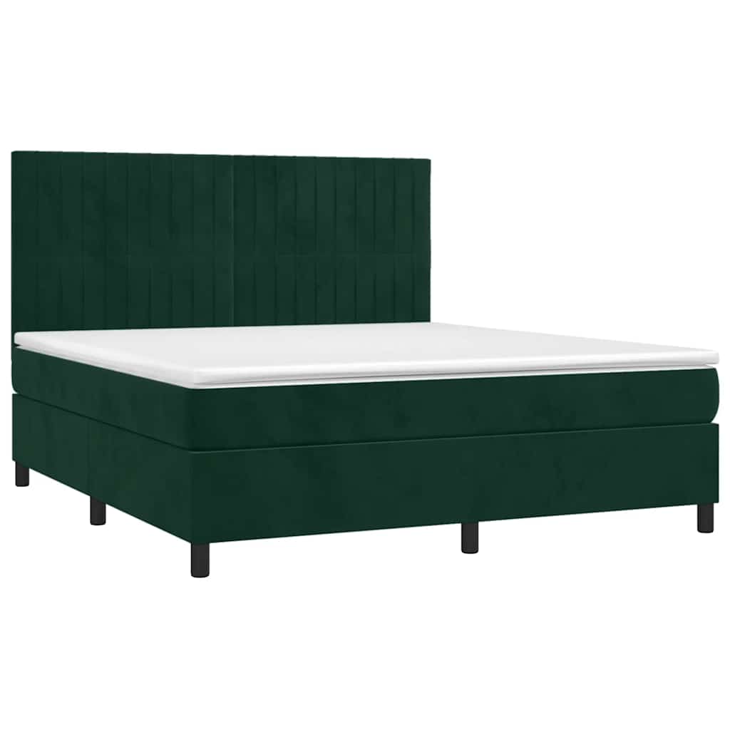 Boxspringbett mit Matratze Dunkelgrün 160x200 cm Samt