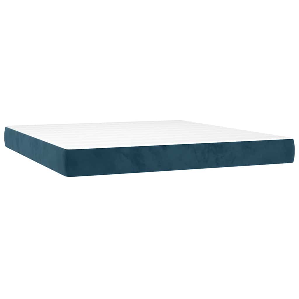 Boxspringbett mit Matratze Dunkelblau 160x200 cm Samt