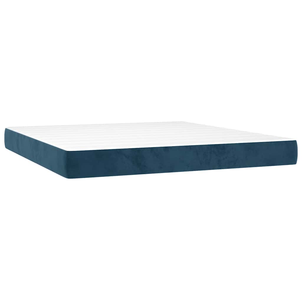 Boxspringbett mit Matratze Dunkelblau 180x200 cm Samt