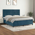 Boxspringbett mit Matratze Dunkelblau 180x200 cm Samt