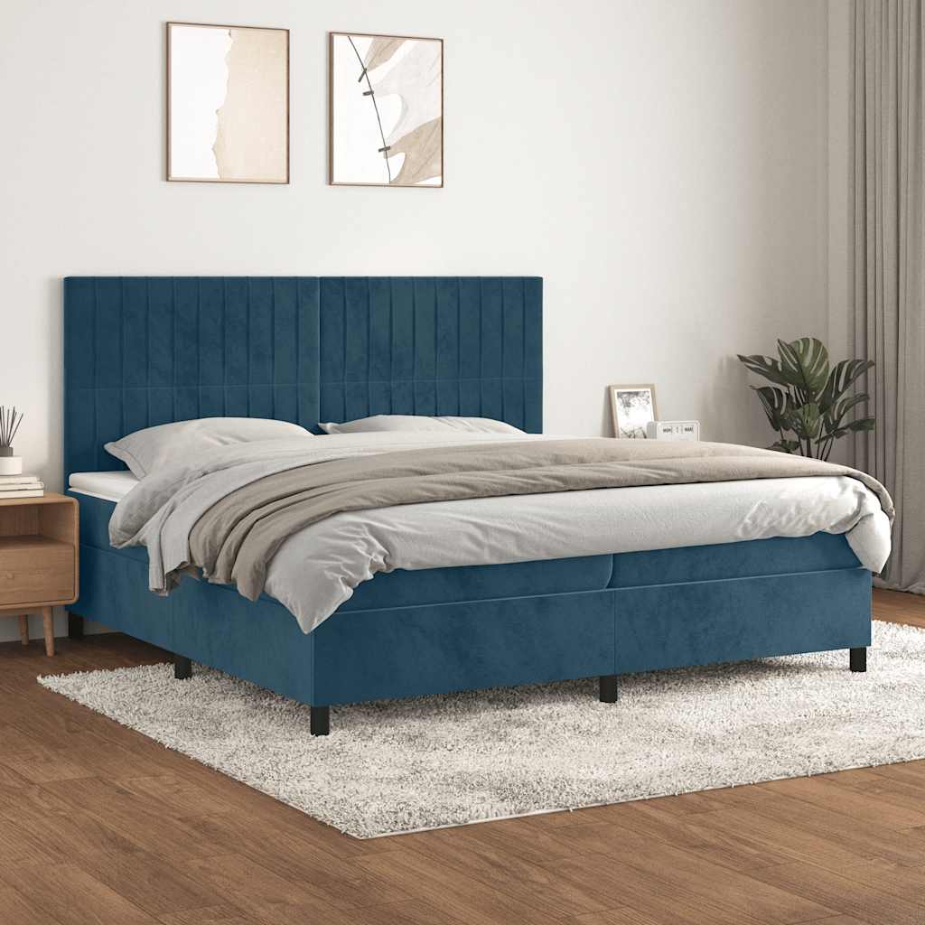 Boxspringbett mit Matratze Dunkelblau 200x200 cm Samt