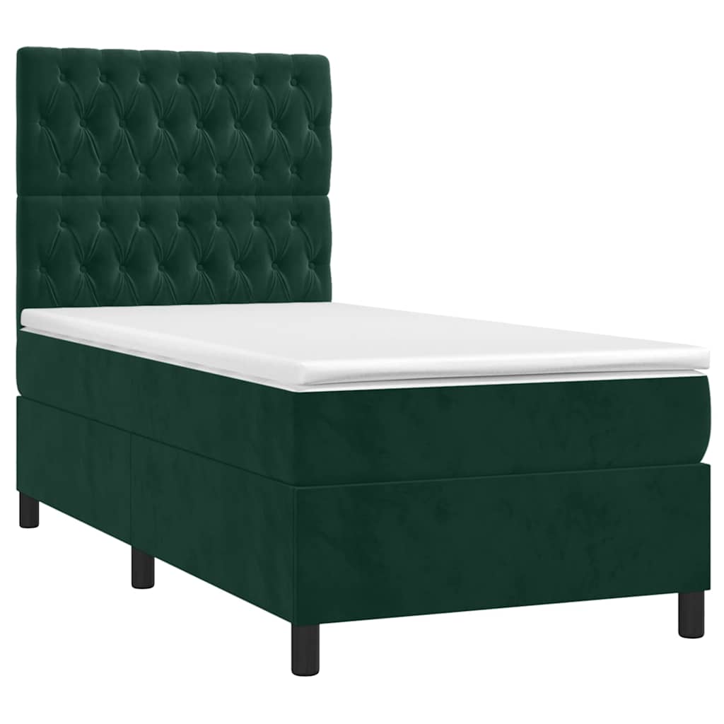 Boxspringbett mit Matratze Dunkelgrün 100x200 cm Samt