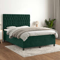 Boxspringbett mit Matratze Dunkelgrün 140x190 cm Samt