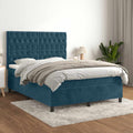 Boxspringbett mit Matratze Dunkelblau 140x200 cm Samt