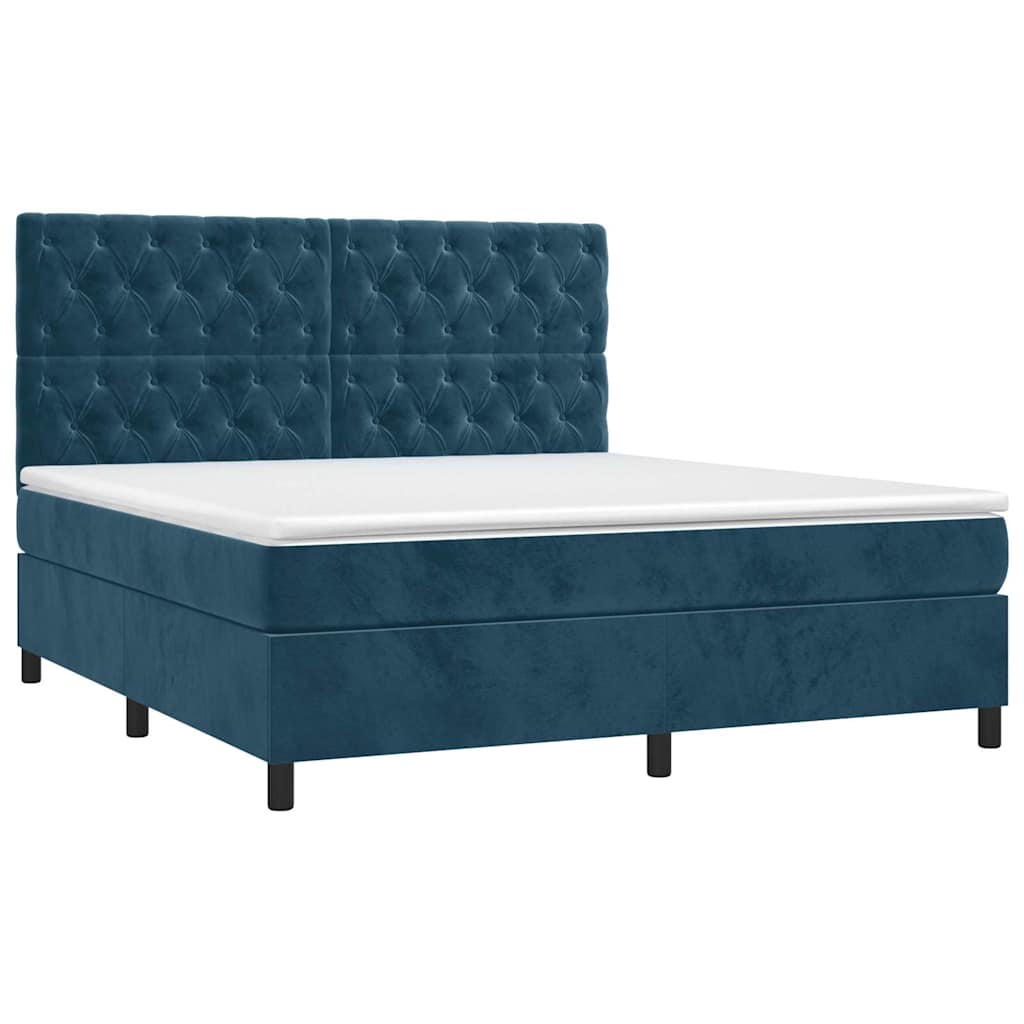 Boxspringbett mit Matratze Dunkelblau 160x200 cm Samt