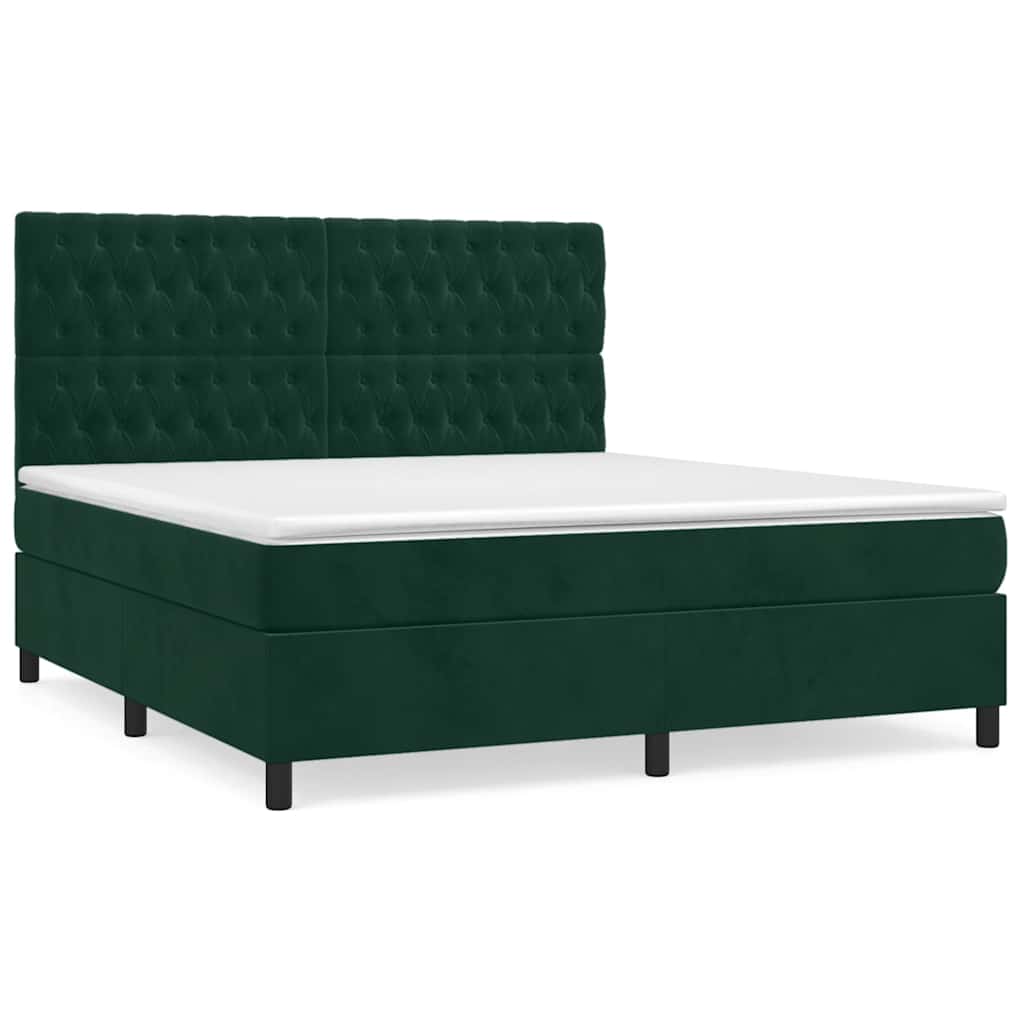 Boxspringbett mit Matratze Dunkelgrün 180x200 cm Samt