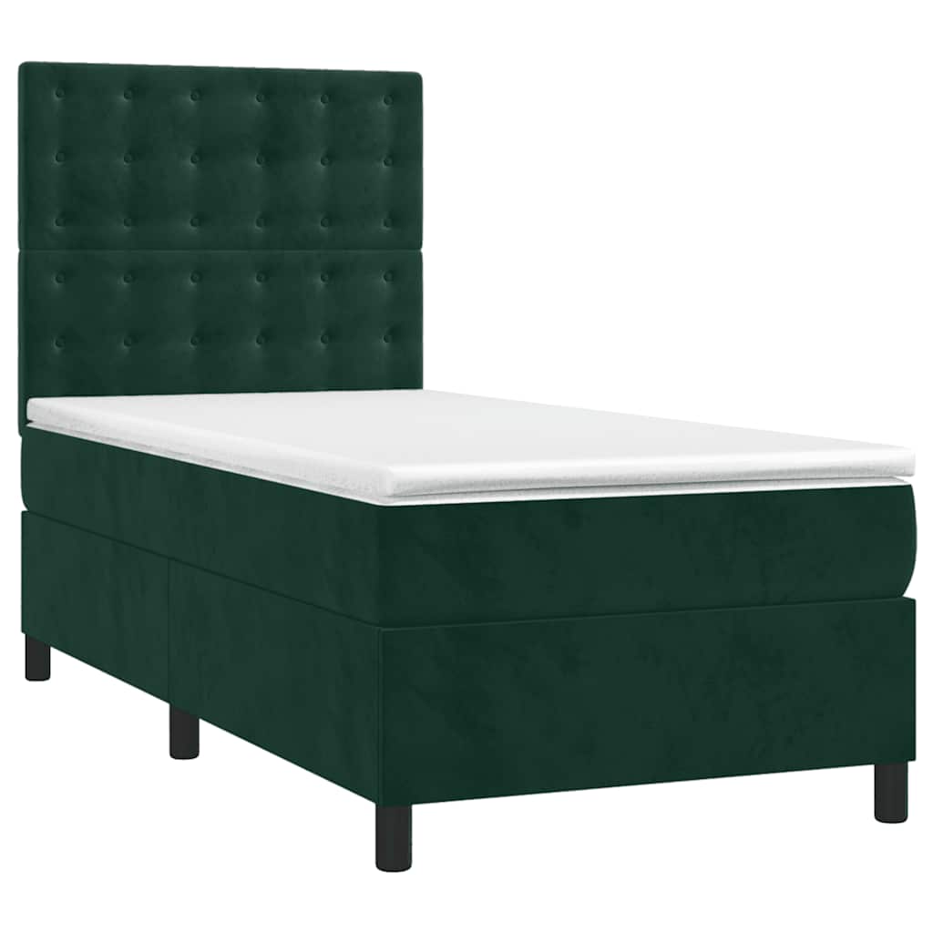 Boxspringbett mit Matratze Dunkelgrün 80x200 cm Samt