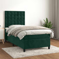 Boxspringbett mit Matratze Dunkelgrün 90x200 cm Samt
