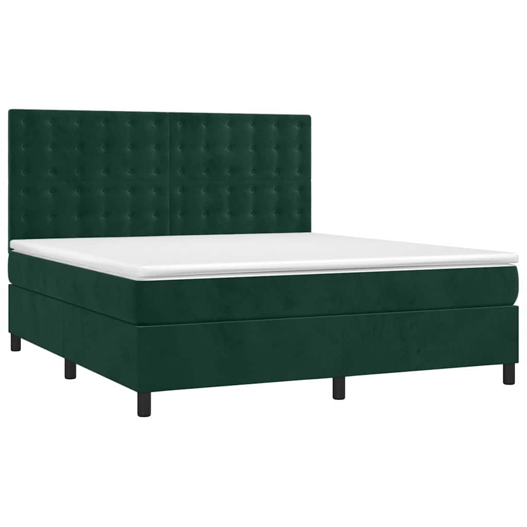 Boxspringbett mit Matratze Dunkelgrün 160x200 cm Samt