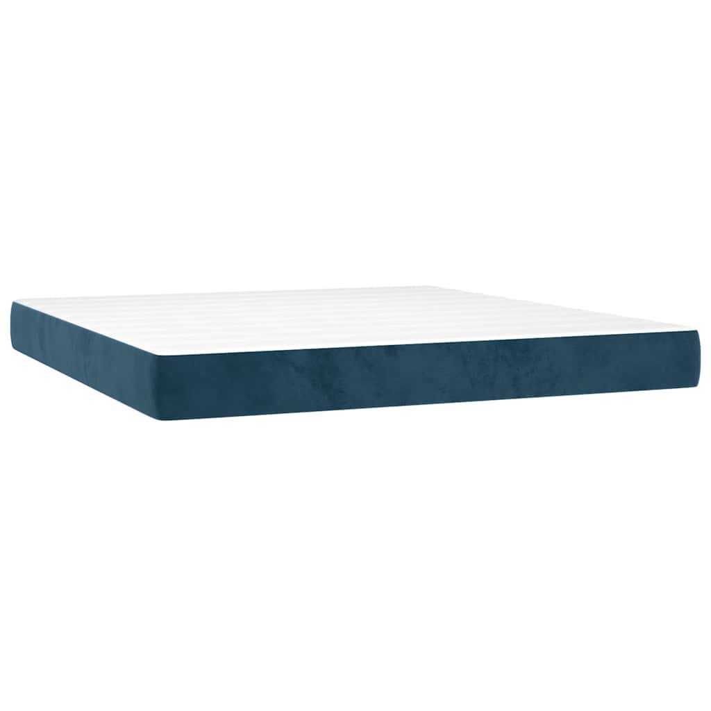 Boxspringbett mit Matratze Dunkelblau 160x200 cm Samt