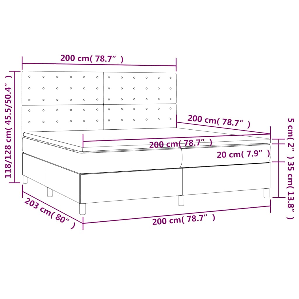Boxspringbett mit Matratze Dunkelgrün 200x200 cm Samt