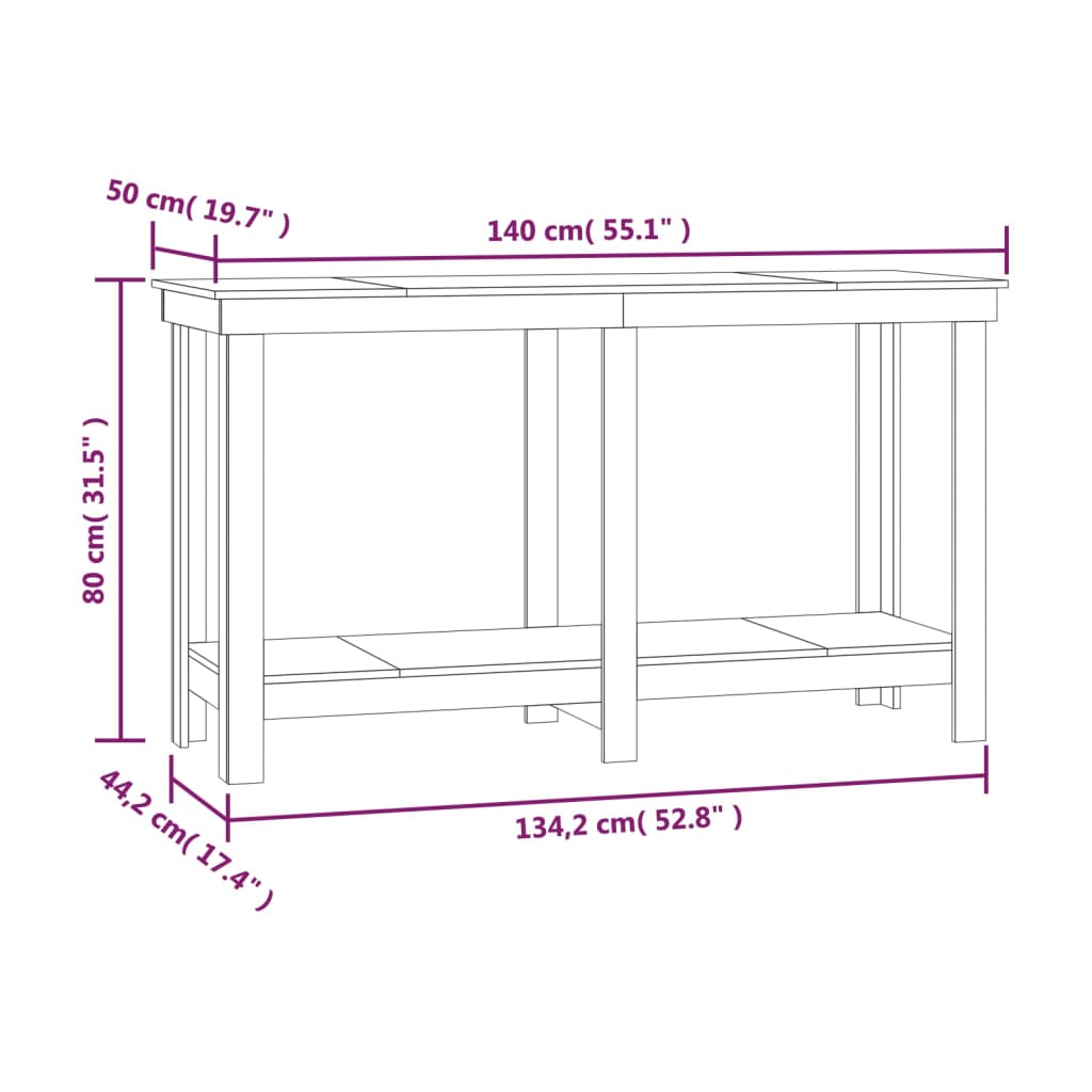 Werkbank Grau 140x50x80 cm Massivholz Kiefer