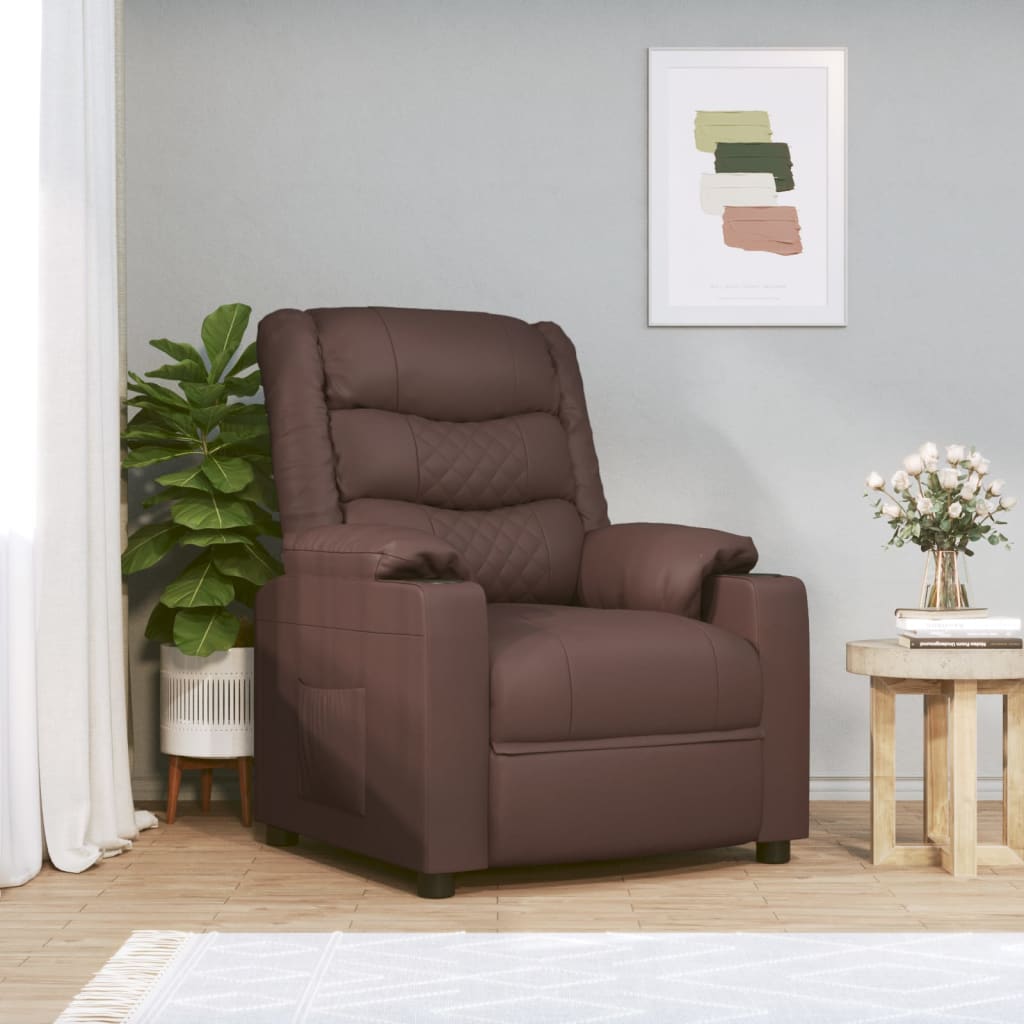 Elektrischer Relaxsessel Braun Kunstleder