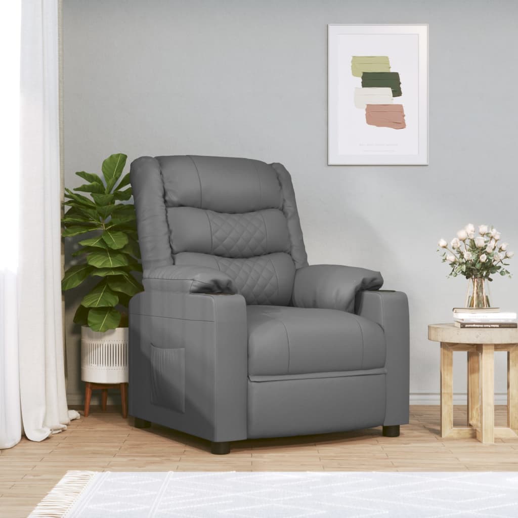 Relaxsessel Elektrisch Grau Kunstleder