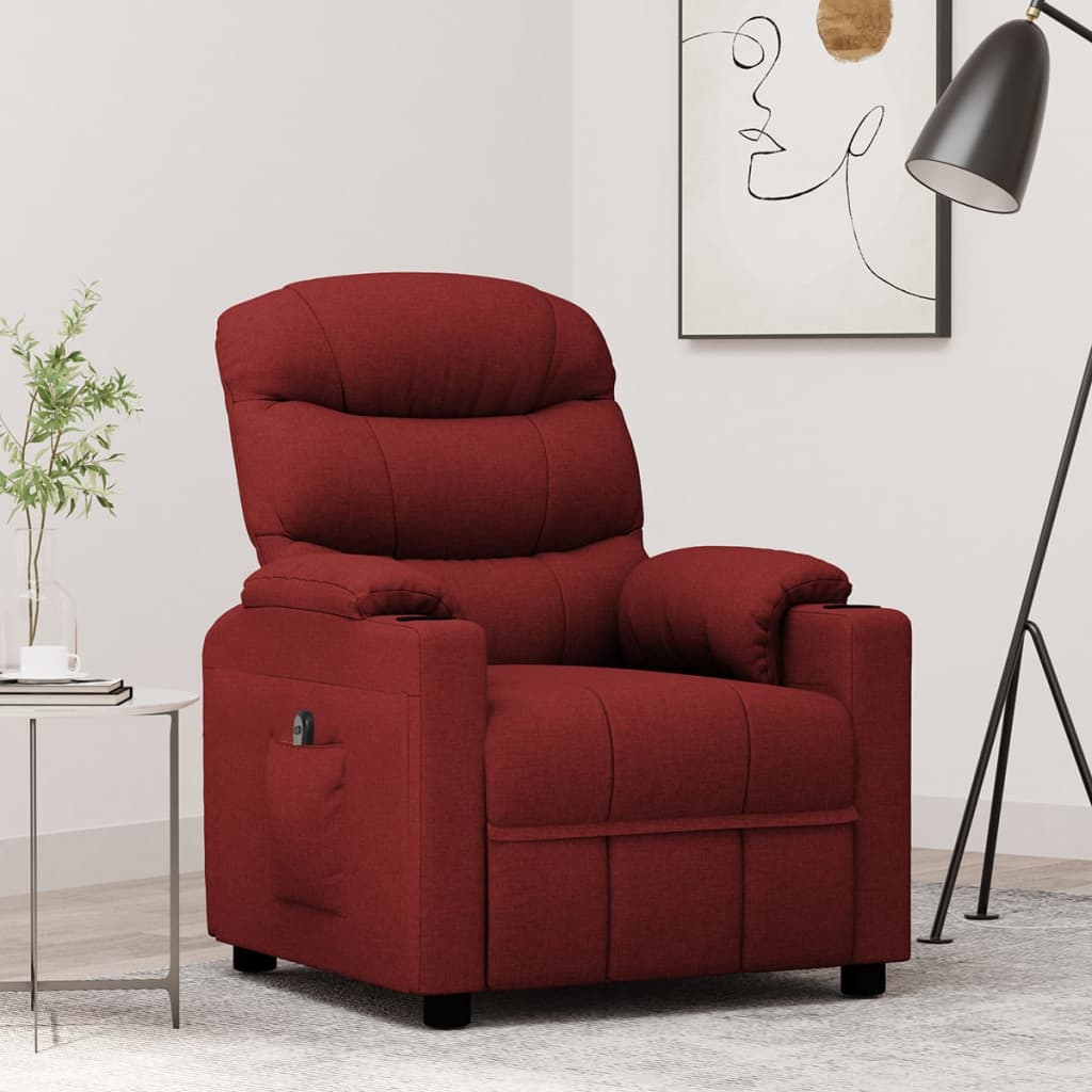 Relaxsessel Elektrisch Weinrot Stoff
