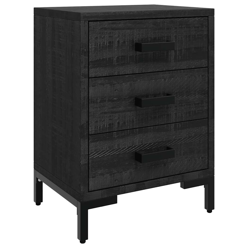 Nachttische 2 Stk. Schwarz 40x30x55 cm Massivholz Kiefer