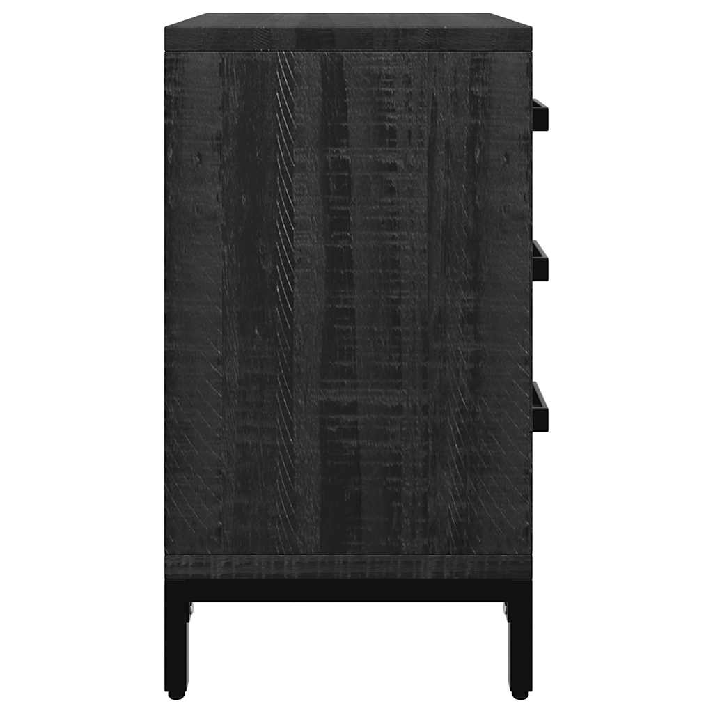 Nachttische 2 Stk. Schwarz 40x30x55 cm Massivholz Kiefer