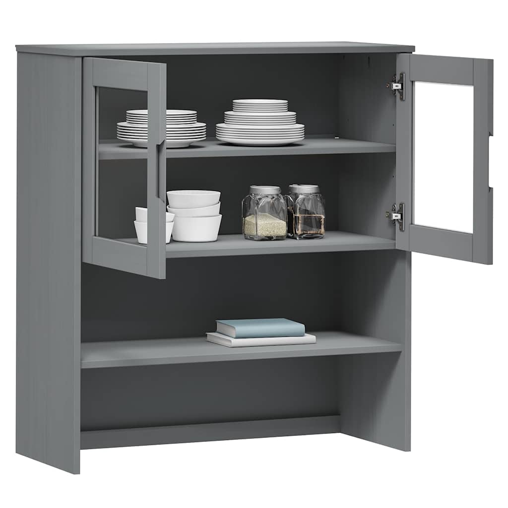 Highboard-Oberteil MOLDE Grau 90x35x100 cm Massivholz Kiefer