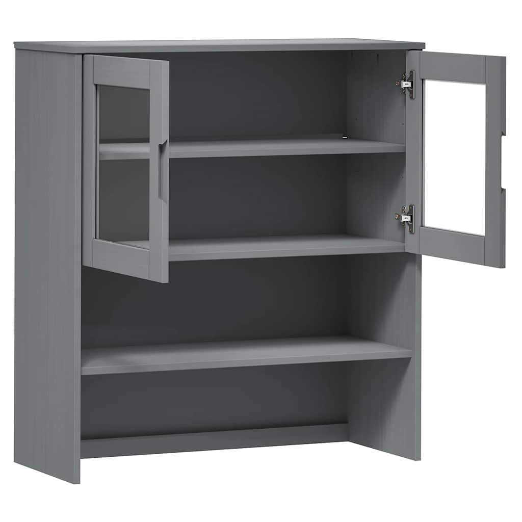Highboard-Oberteil MOLDE Grau 90x35x100 cm Massivholz Kiefer