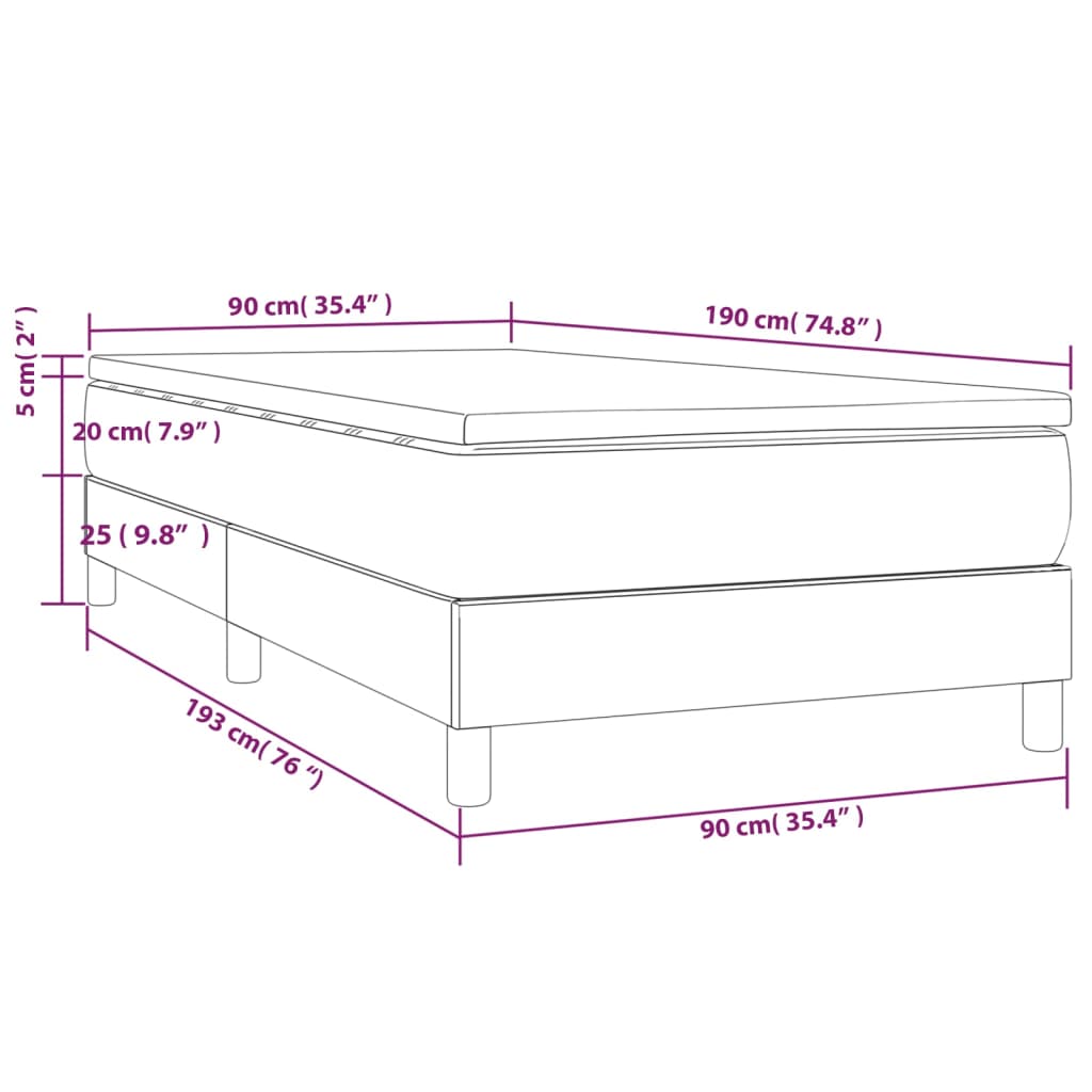 Boxspringbett mit Matratze Dunkelgrau 90x190 cm Stoff