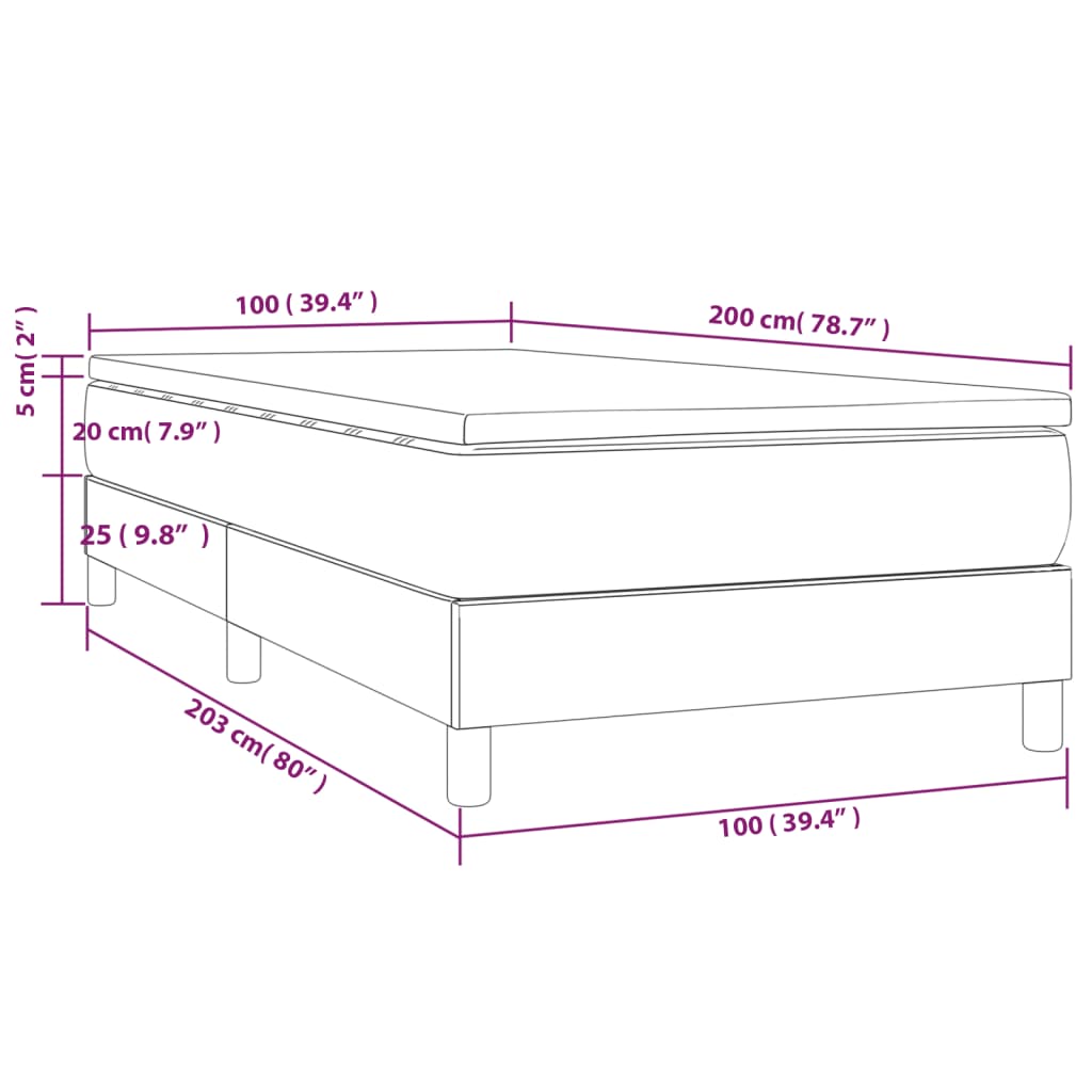 Boxspringbett mit Matratze Schwarz 100x200 cm Stoff