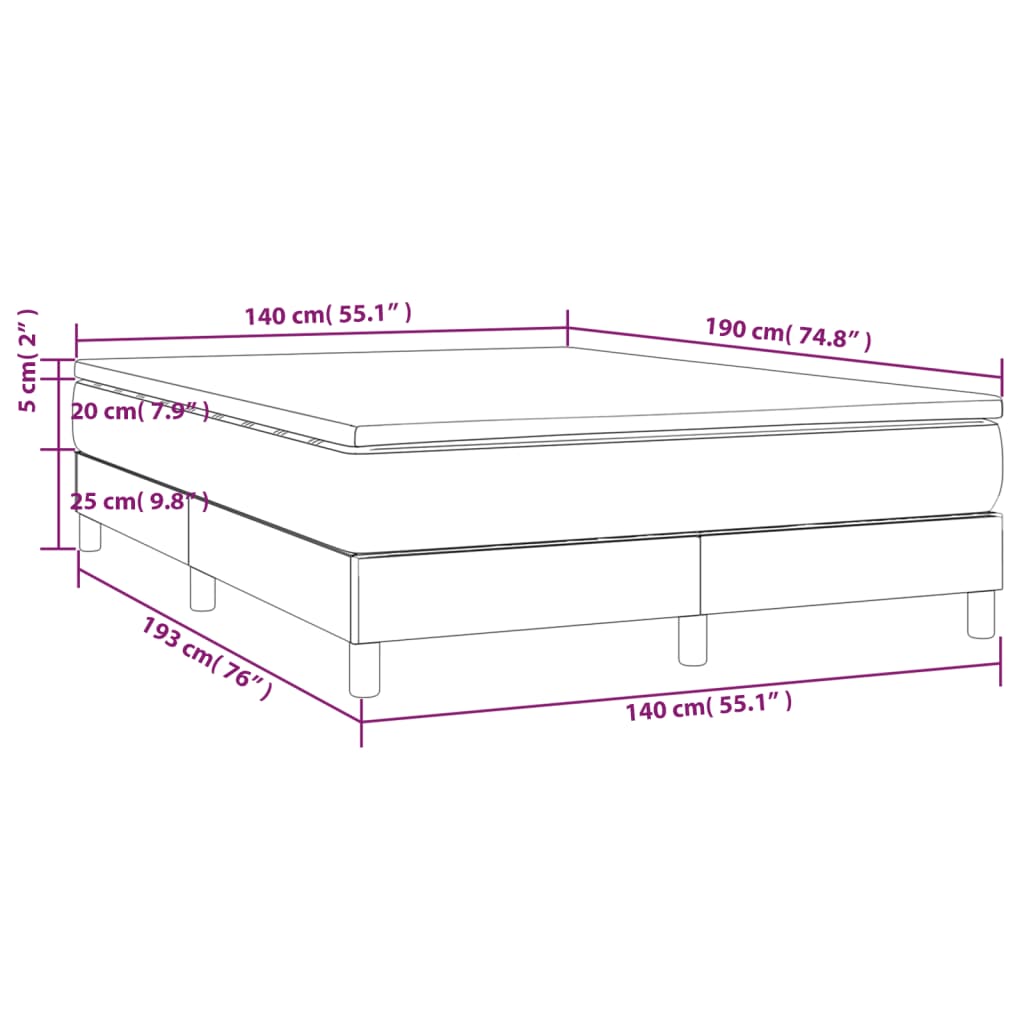 Boxspringbett mit Matratze Dunkelgrau 140x190 cm Stoff