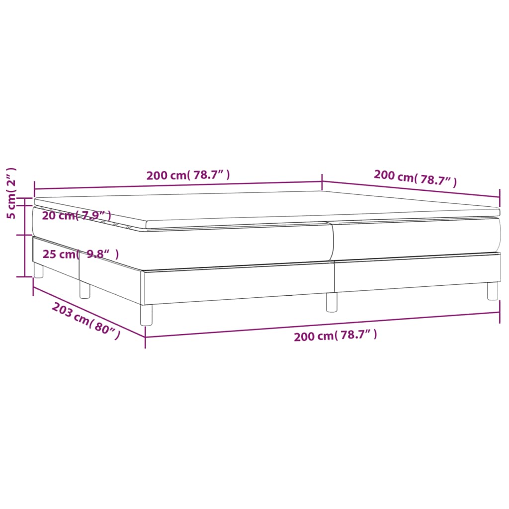 Boxspringbett mit Matratze Dunkelgrau 200x200 cm Stoff