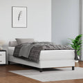 Boxspringbett mit Matratze Weiß 80x200 cm Kunstleder