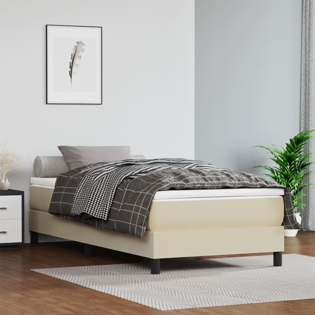 Boxspringbett mit Matratze Creme 80x200 cm Kunstleder