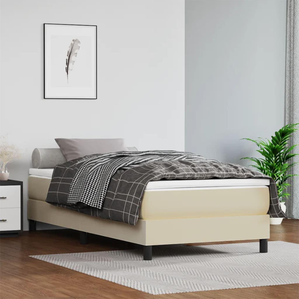 Boxspringbett mit Matratze Creme 90x190 cm Kunstleder