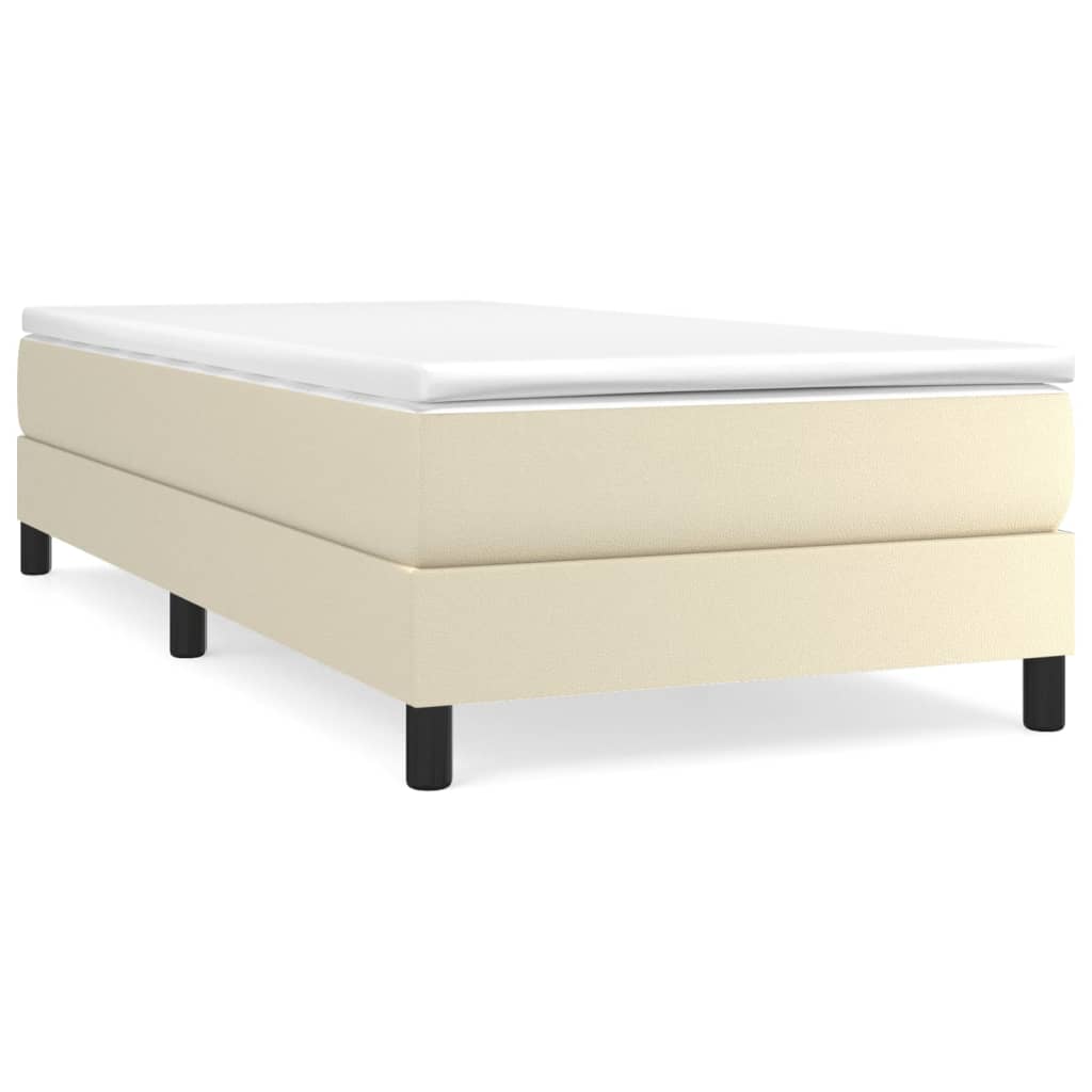 Boxspringbett mit Matratze Creme 90x200 cm Kunstleder
