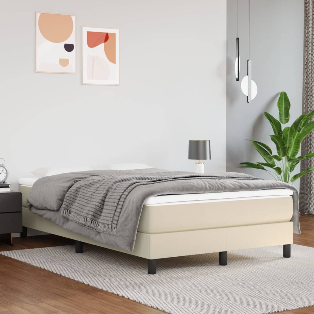 Boxspringbett mit Matratze Creme 120x200 cm Kunstleder