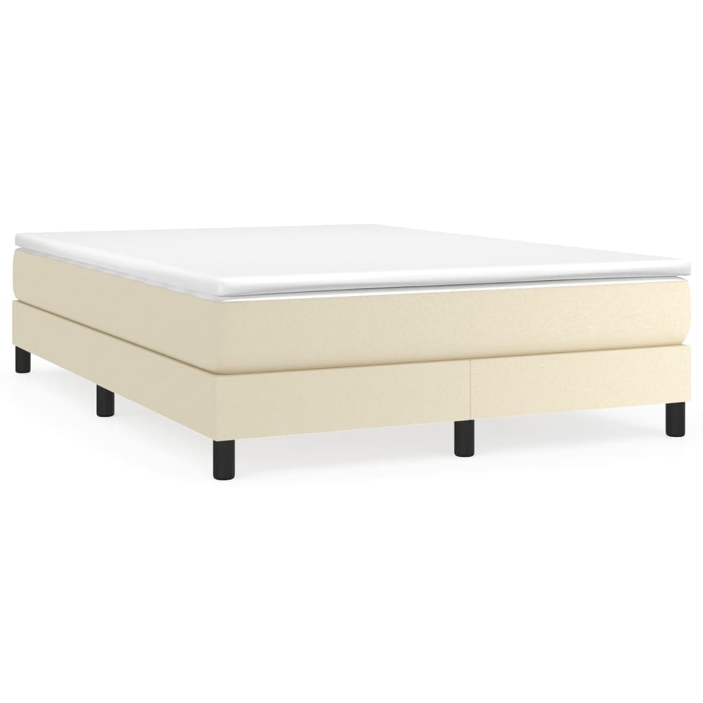 Boxspringbett mit Matratze Creme 140x190 cm Kunstleder