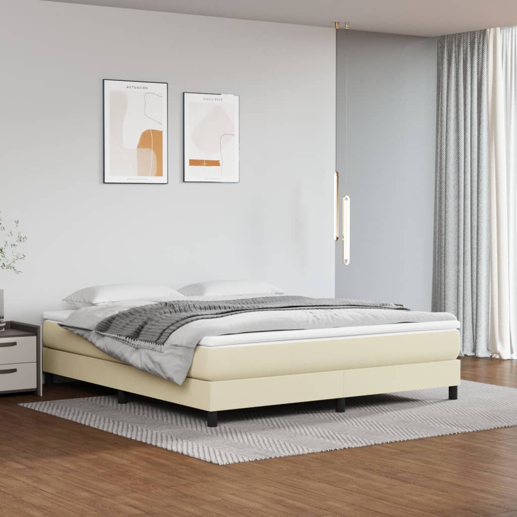 Boxspringbett mit Matratze Creme 180x200 cm Kunstleder
