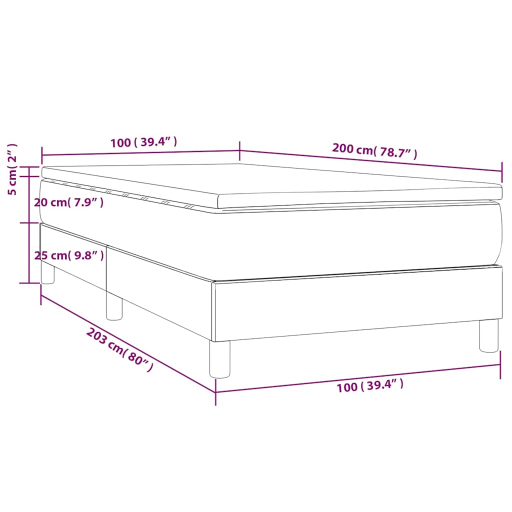 Boxspringbett mit Matratze Dunkelblau 100x200 cm Samt