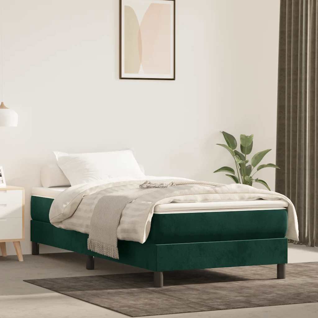 Boxspringbett mit Matratze Dunkelgrün 120x200 cm Samt