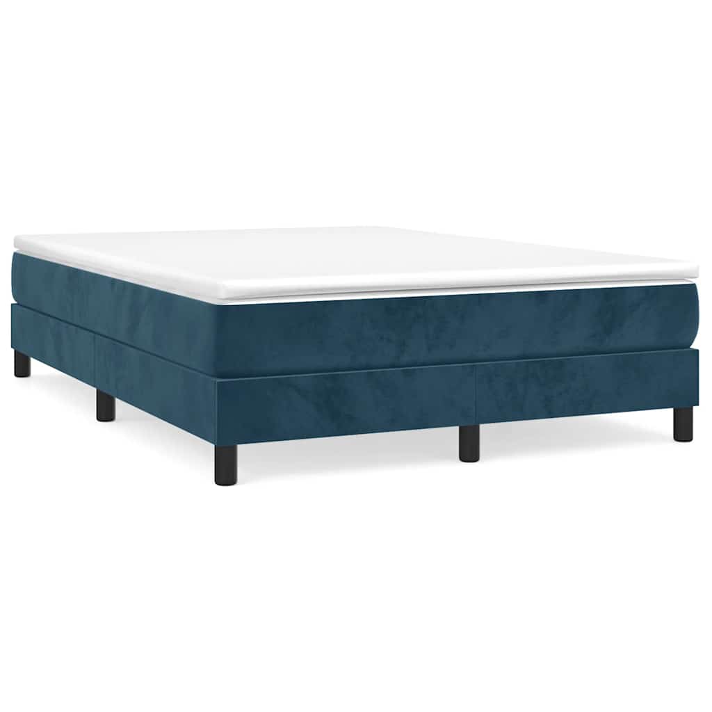 Boxspringbett mit Matratze Dunkelblau 140x200 cm Samt