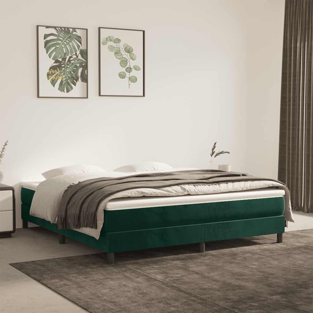 Boxspringbett mit Matratze Dunkelgrün 160x200 cm Samt